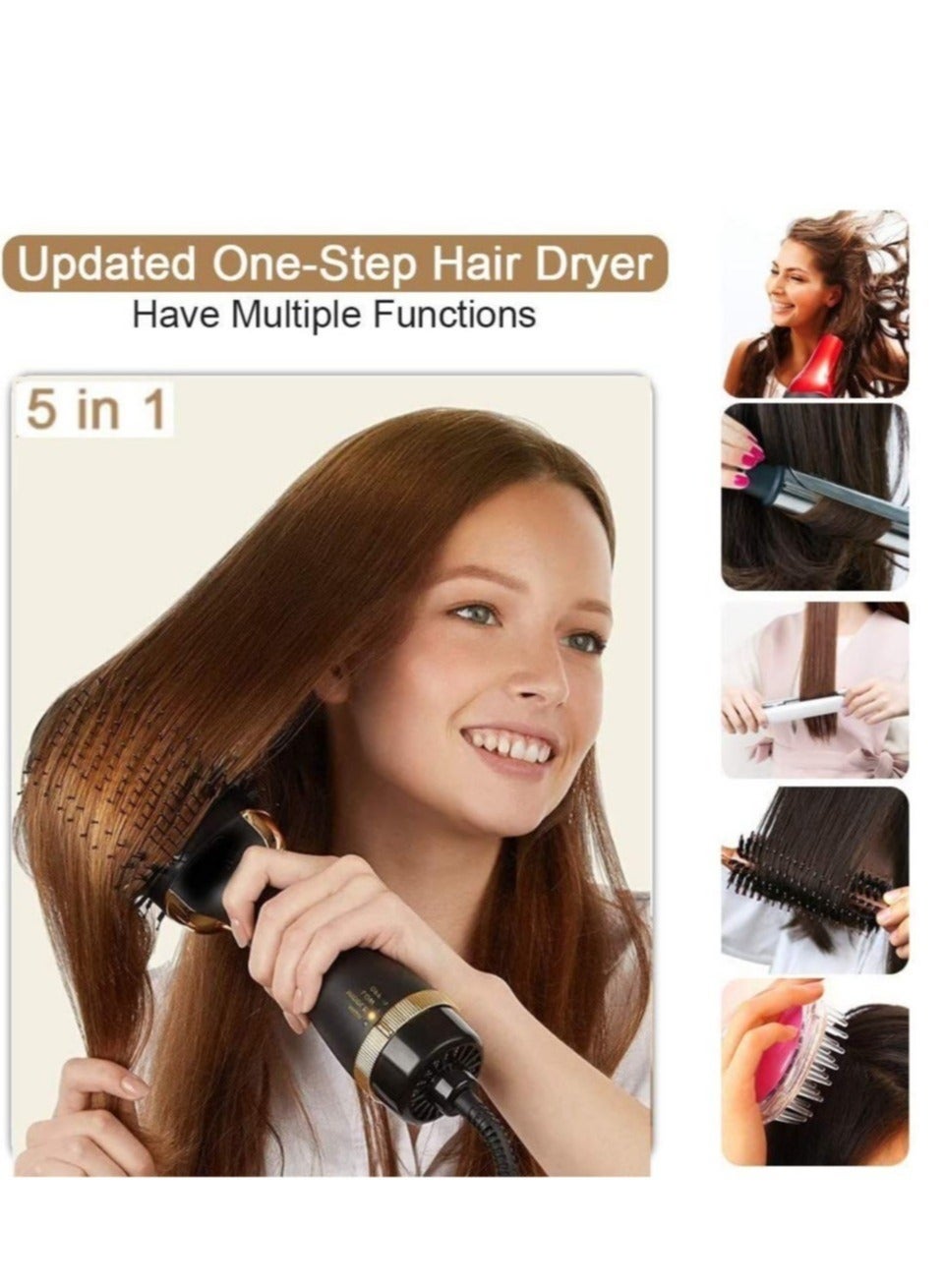 Hair Dryer Brush Blow Dryer Brush in One, Hair Dryer and Styler Volumizer Professional 4 in 1 Hot Air Brush, Negative Ion Anti-Frizz Blowout Hair Dryer Brush for Drying, Straightening, Curling, Salon
