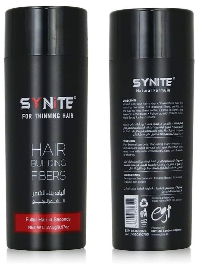 SYNITE Hair Building Fibers for Thinning Hair (BLACK) | Hair Powder for Thinning Hair & Bald spots 27.5g Bottle | Fuller Hair Look Thicker in Seconds
