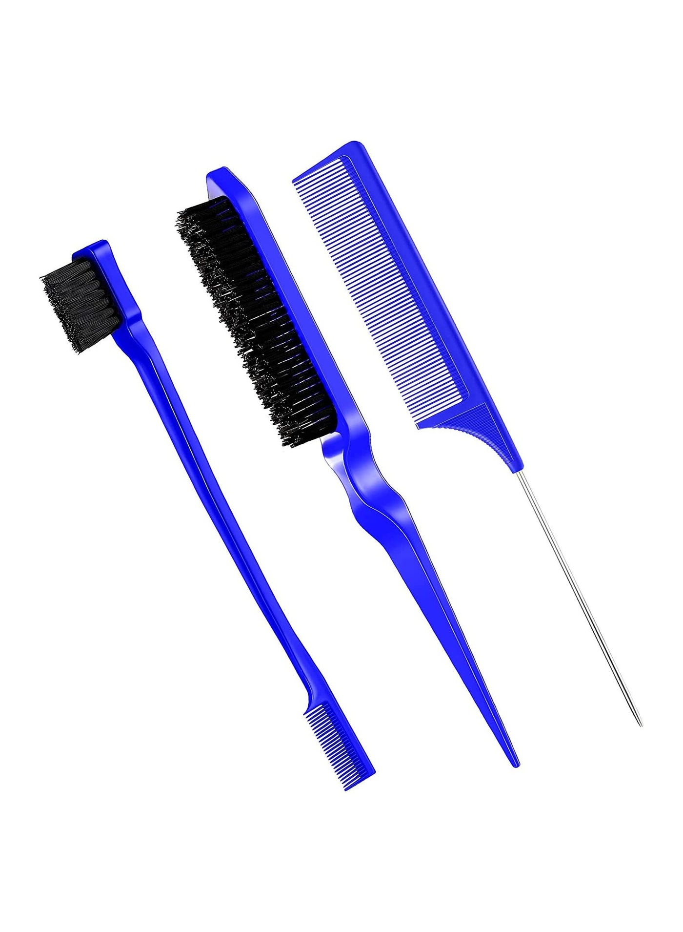3 Pcs Teasing Brush Set Edge Brush and Comb Bristle Hair Brush Teasing Comb Grooming Combs Sturdy Rat Tail Comb for Women  Hair