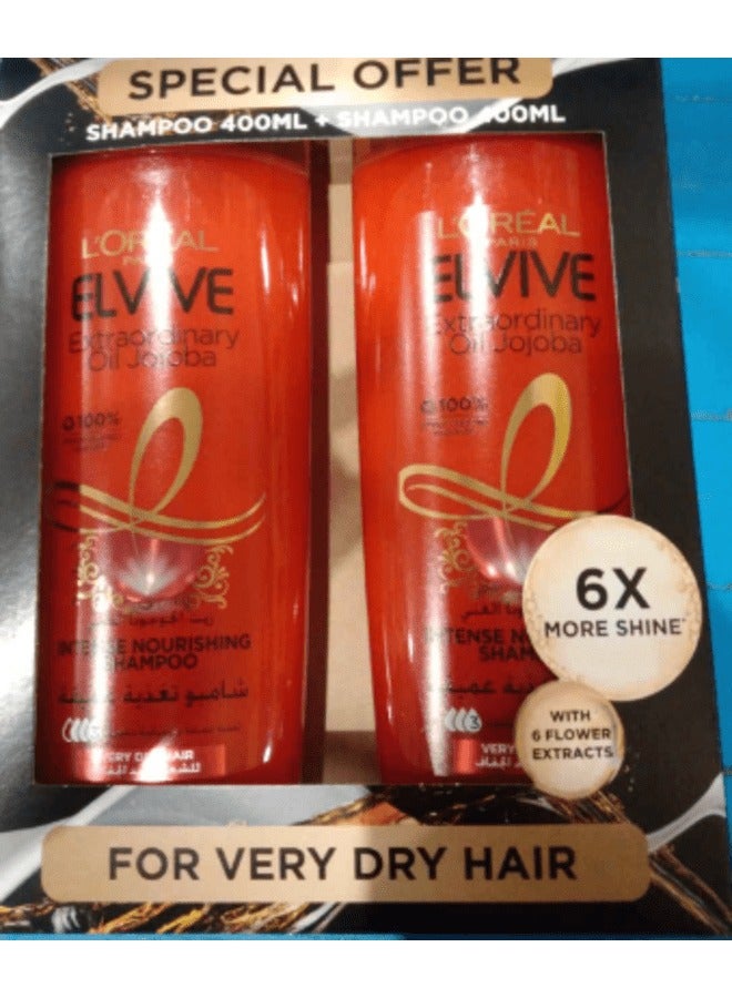 Extraordinary Oil Jojoba Intense Nourishing Shampoo 400ml For Dry Hair, Twin Pack