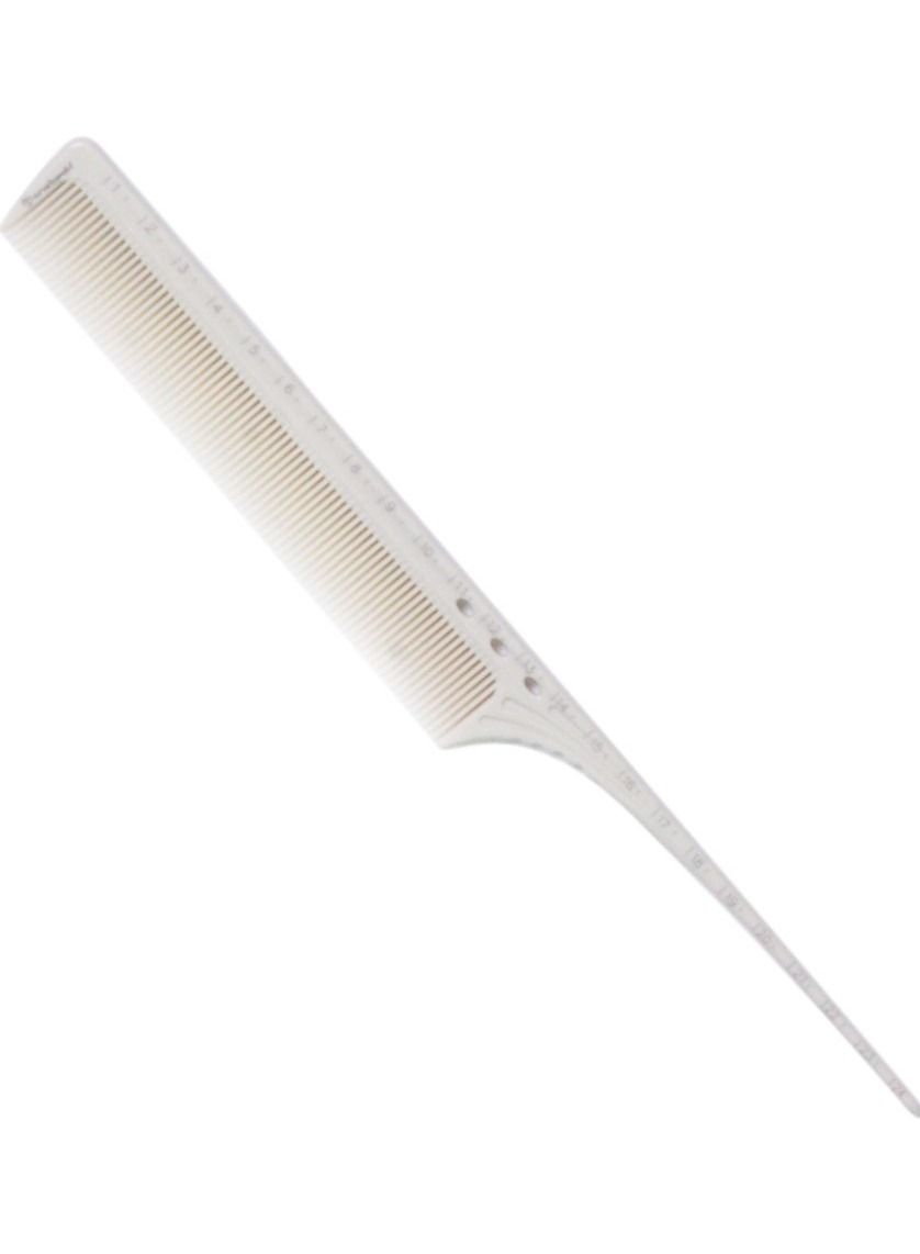 Onetech White Measuring Cutting Comb Y840 – Professional Hairdressing Comb with Built-In Scale and Dual-Sided Teeth