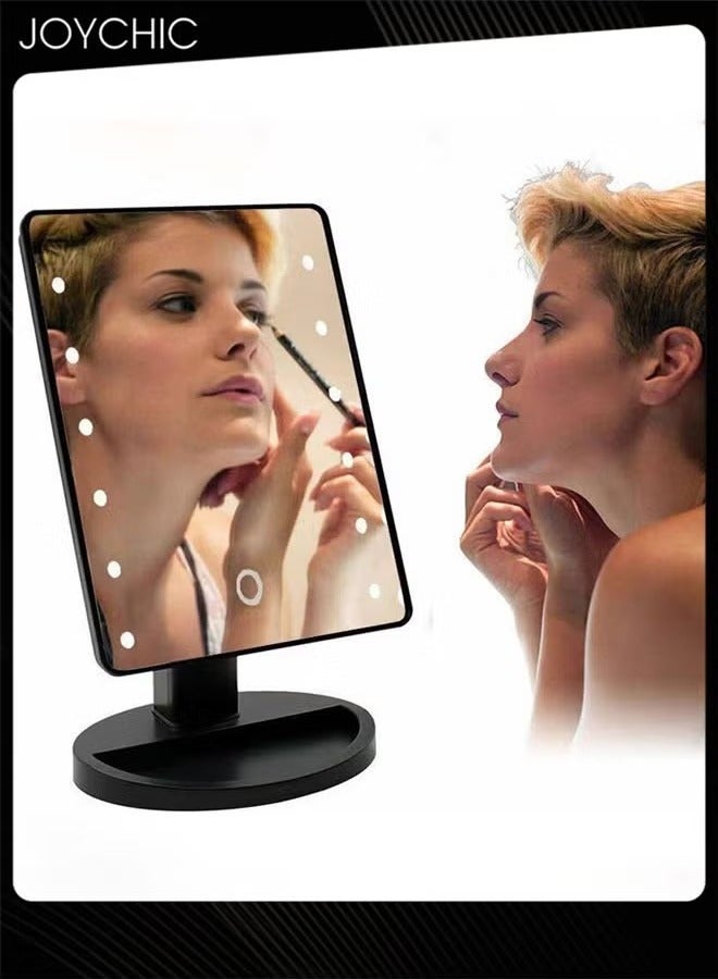 Women LED Makeup Mirror 360° Rotating: Compact Lighted Cosmetic Mirror, Battery Powered ABS Plastic Frame, Desktop Vanity Mirror