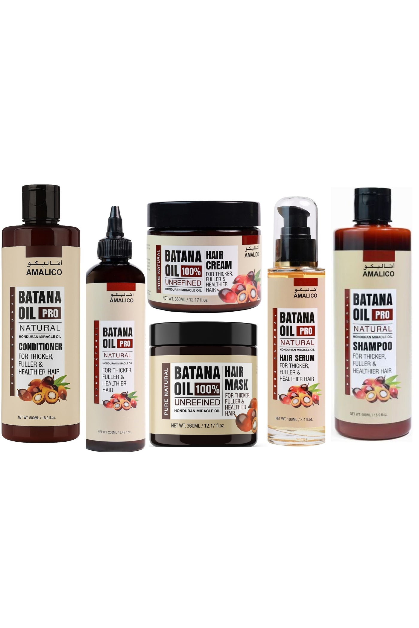 Batana Oil Pro Natural Hair Care Set Shampoo, Conditioner, Serum, OIL, Cream, and Mask