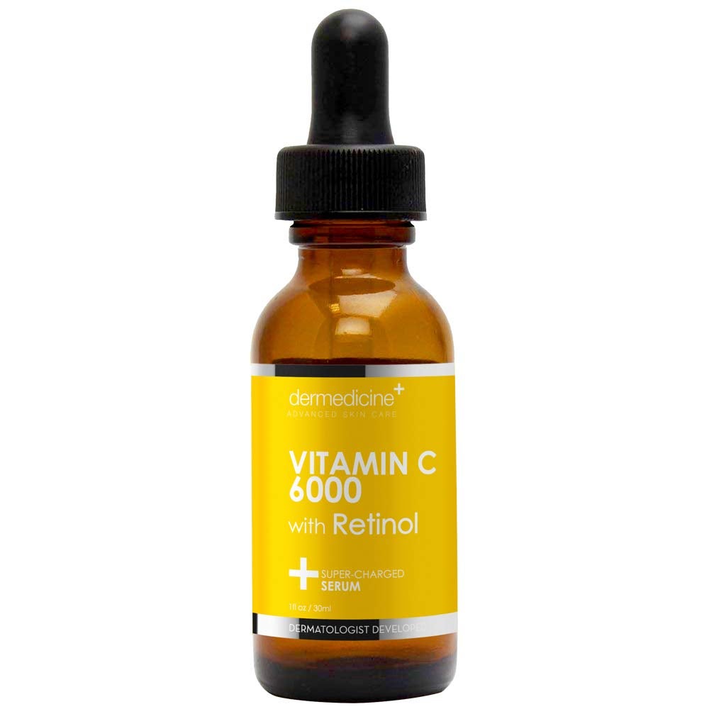 Vitamin C 6000 w/Retinol Anti-Aging Serum for Face | Pharmaceutical Grade | Helps Smooth Wrinkles, Brightens Complexion | Improves Texture & Tone for More Youthful Skin | 1 fl oz / 30 ml