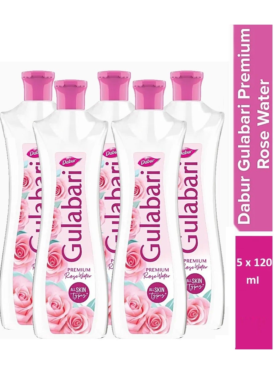 Gulabari Premium Rose Water Facial Cleansing Toner 5 X 120ml