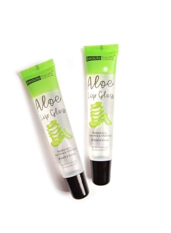 2 pcs Beauty Treats Aloe Lip Gloss Moisturizing Aloe Vera & Vitamin E