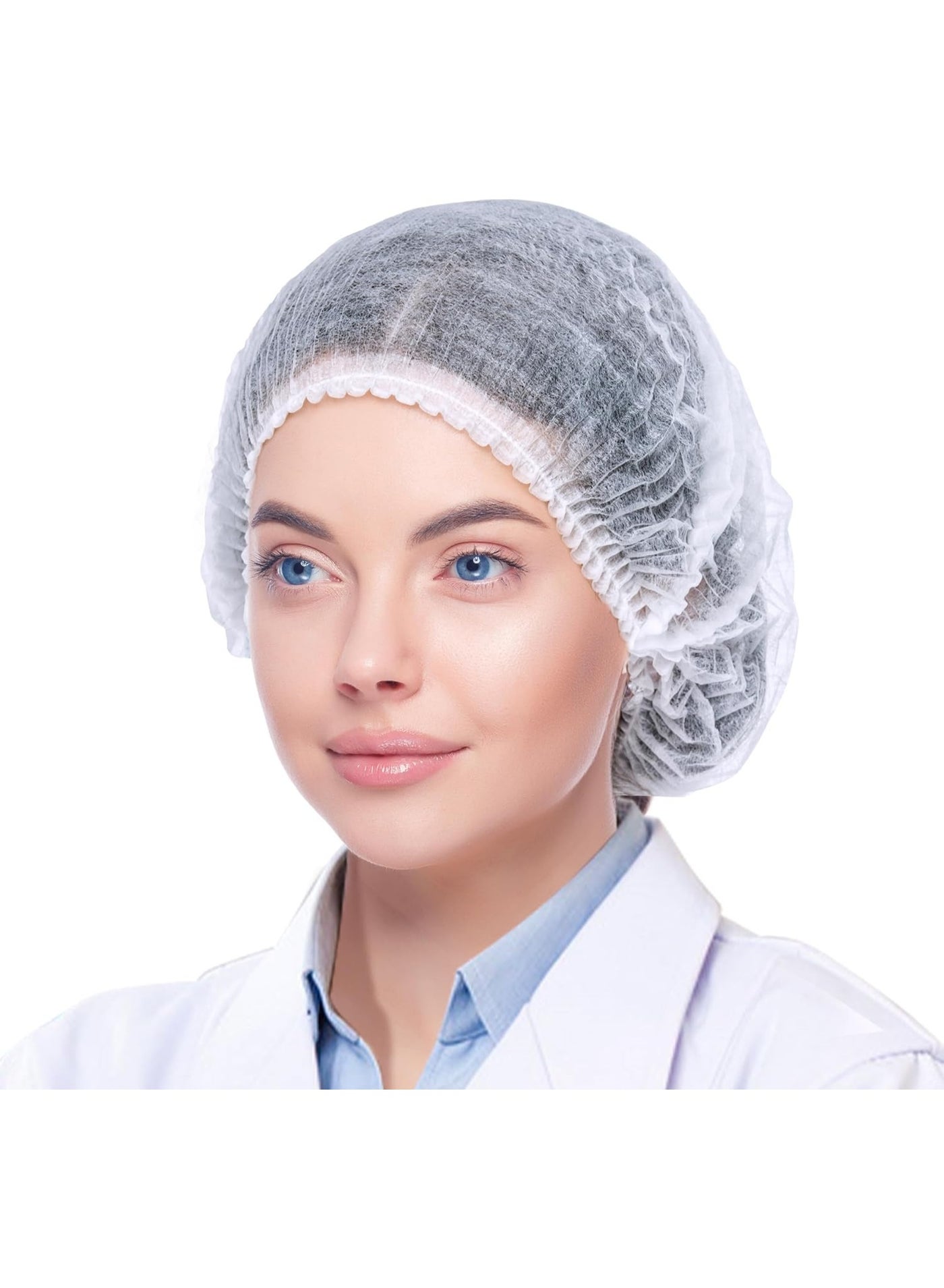 100 Pcs Disposable Bouffant Caps – 21 Inch Non-Woven Hair Nets For Food Service, Hospital, Salon, Kitchen, And Lab Use (White)