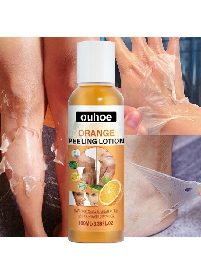 Orange Peeling Lotion，Body Lotion Gentle Skin Exfoliation Fading Dark Spots Whitening Skin Moisturizing Care Solution 100ml