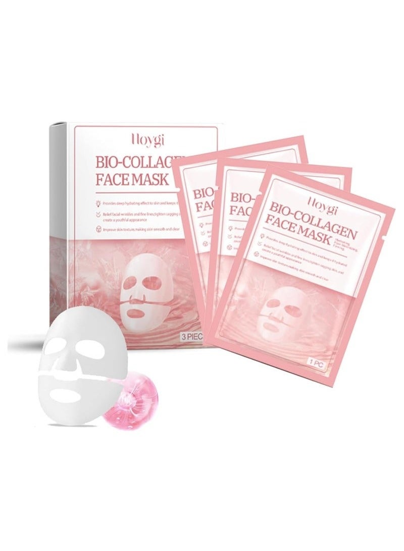 Bio-Collagen Face Mask, Deep Collagen Anti Wrinkle Lifting Overnight Mask Collagen Face Mask, Collagen Real Deep Mask For Elasticity, Firming, Hydrating Facial Sheet, Pore Minimizing Collagen