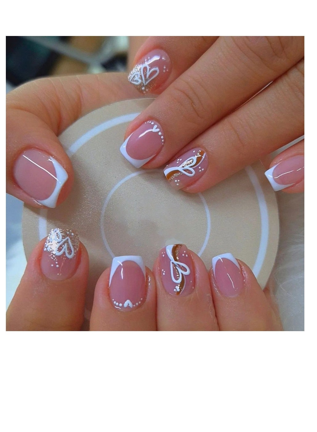 24 Piece Press On Nail,Fake Nails ,Fashionable And Elegant,Manicure Wearable Fake Nail Stickers Removable Finished Nail Accessories,Fake Acrylic Nails With Kit.