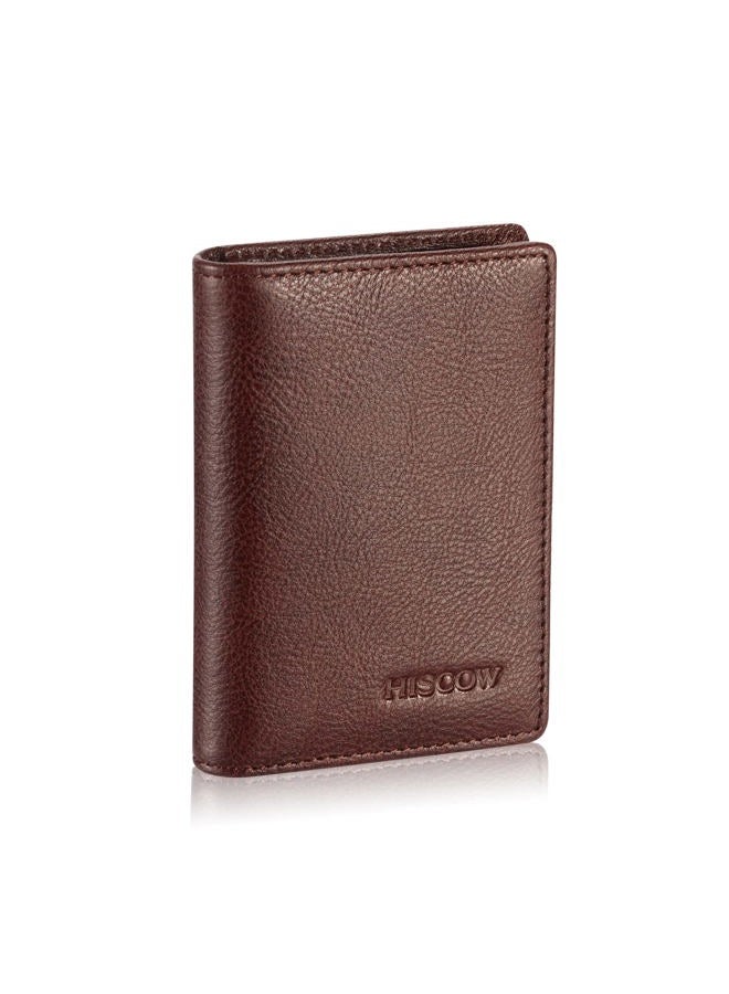 Leather Business Card Case Holder for Men & Women, Italian Calfskin (Burgundy Vegetable-Tanned Leather)