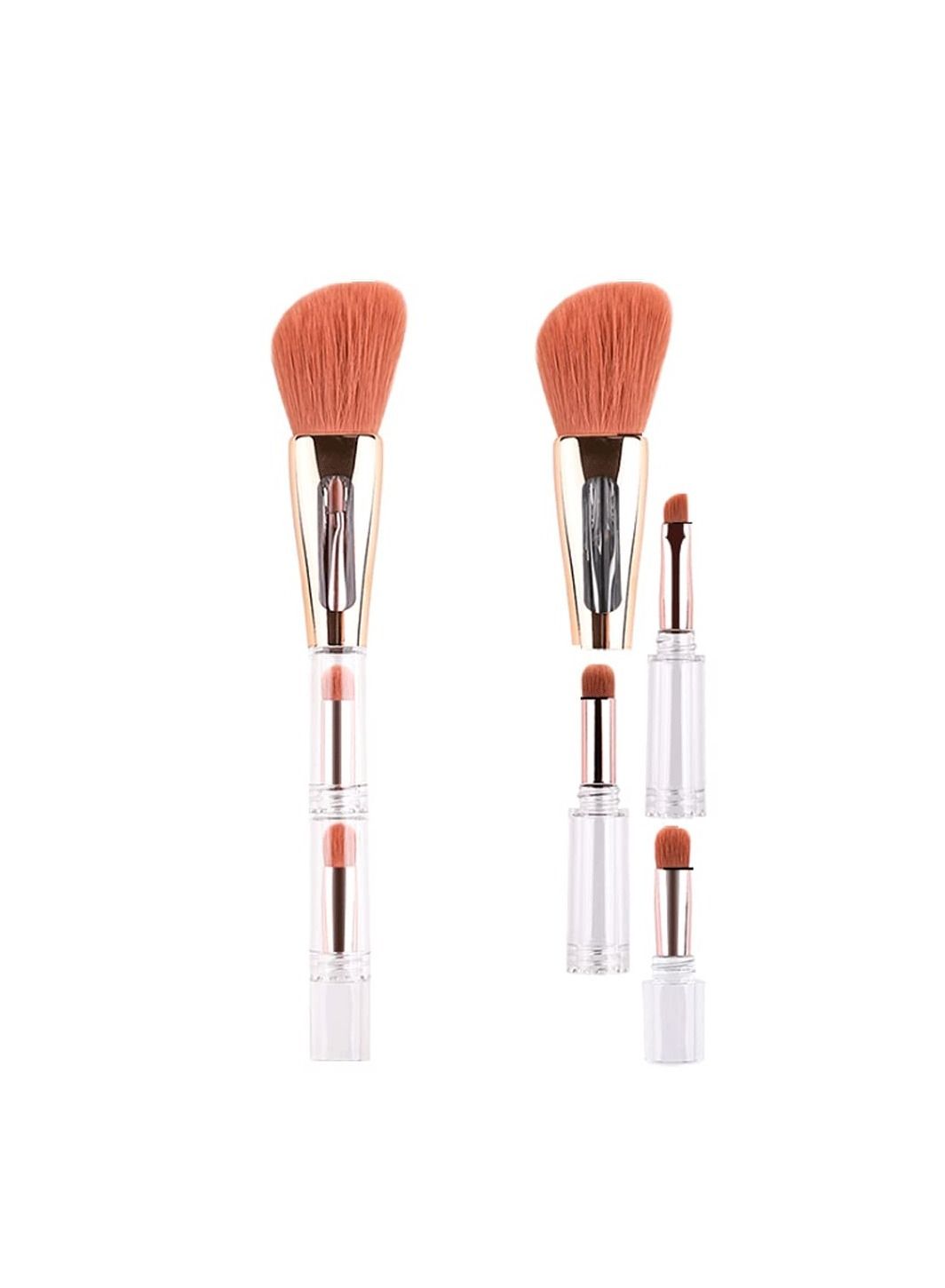 4 in 1 Premium Synthetic Hair Contour Angled Brow Blending Eye Shadow Brush, Portable Multi Functional Makeup Brush Set, Suitable for Makeup Tool for Girls