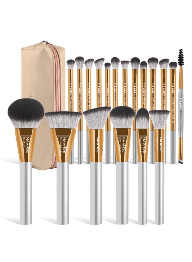 MAANGE 20 PCS Makeup Brushes with Case Professional Makeup Brush Set Premium Synthetic Face Kabuki Foundation Brush Kit