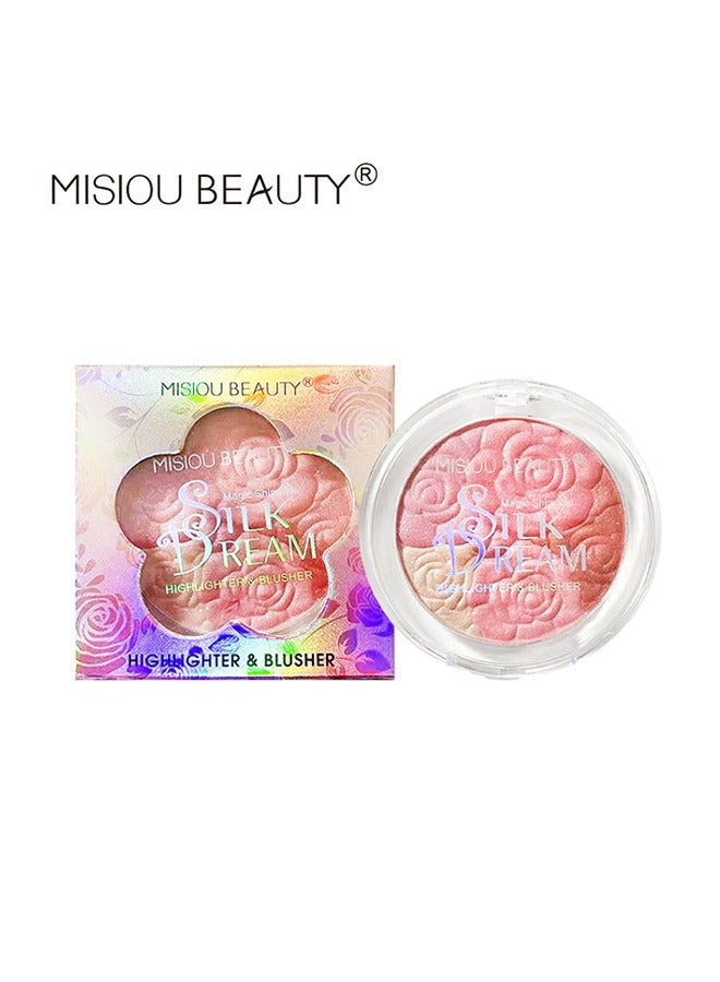 Highlighter& Blusher-Powder Blusher Repair Plate, Makeup Palette, Face And Body Shimmer Highlighters Powder Natural Nude Shiny Contour Concealer Palette Waterproof And Long Lasting Brilliant Lighten Skin Color