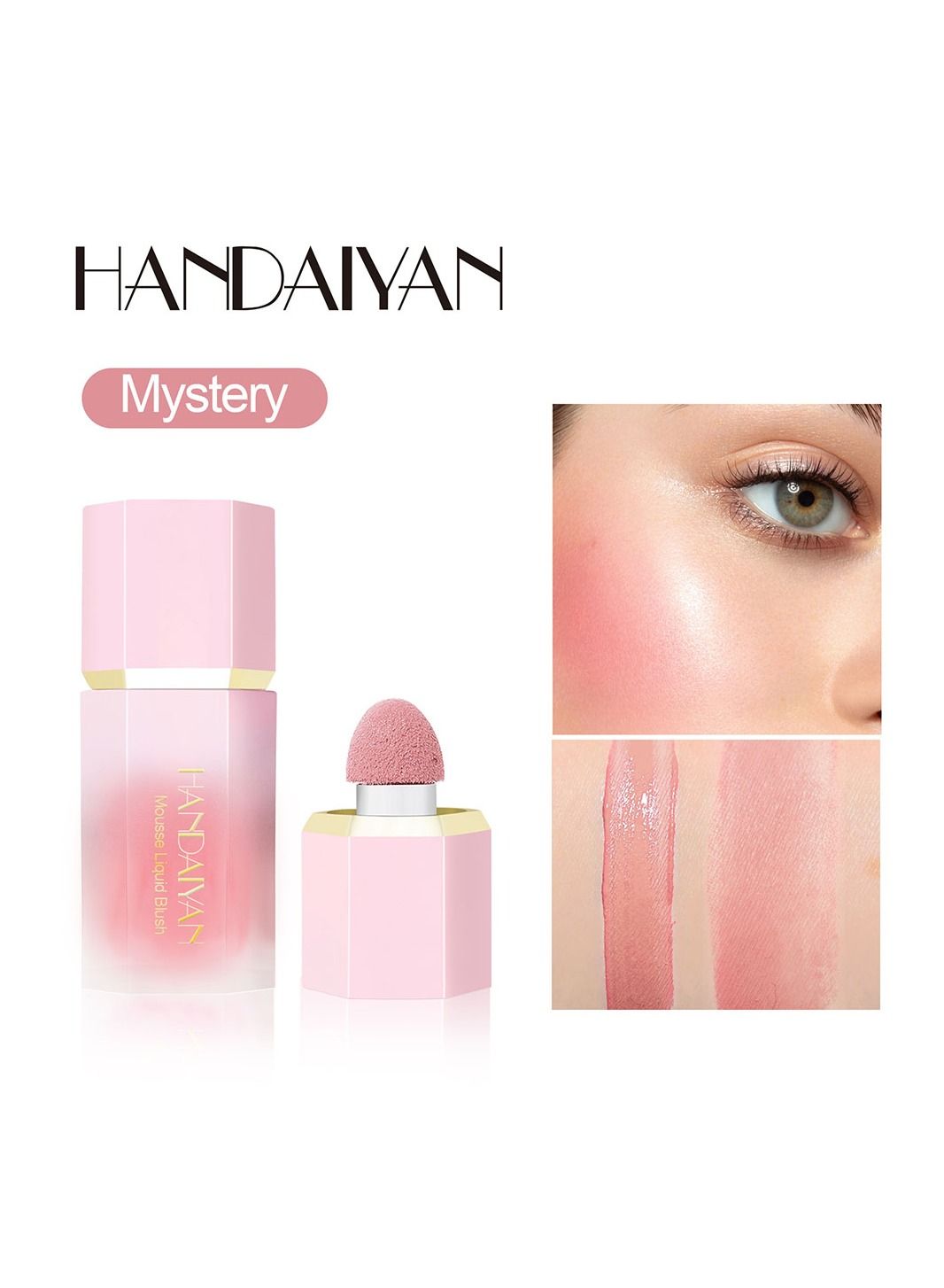 Mouse Liquid Blush For Cheeks, Cream Face Blusher Stick with Sponge, Palette Bronzer Highlighter Shape Contour Moisturizing And Breathable Matte Finish Long-wearing, Waterproof For Women Makeup