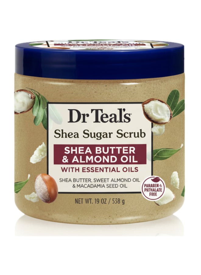 Shea Sugar Body Scrub with Shea Butter & Almond Oil for Gentle Exfoliation - Deeply Moisturizes & Smooths Skin with Macadamia Oil (538 g)