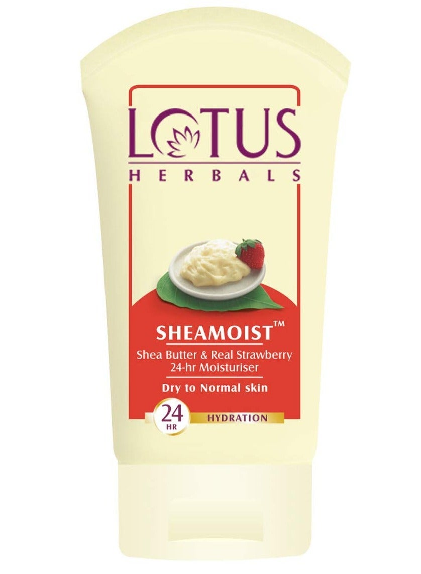 Lotus Herbals Sheamoist Real Strawberry 24 Hour Moisturiser Shea Butter (120g)