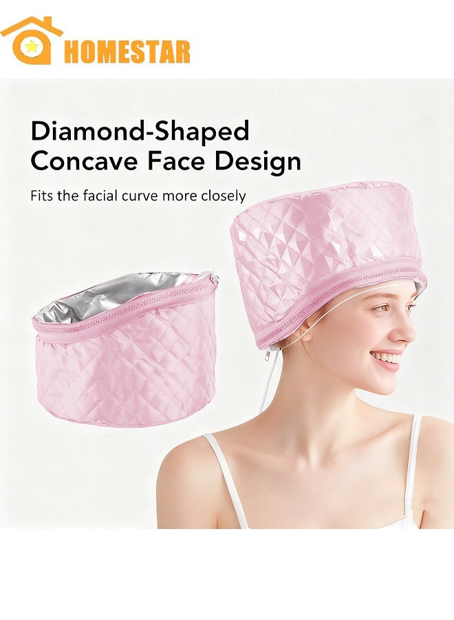 Heat Cap for Deep Conditioning with Heats Up, Thermal Cap, Steamer Cap for Natural Hair, Portable Electric Heat Hair Spa Cap for Home Use, Pink