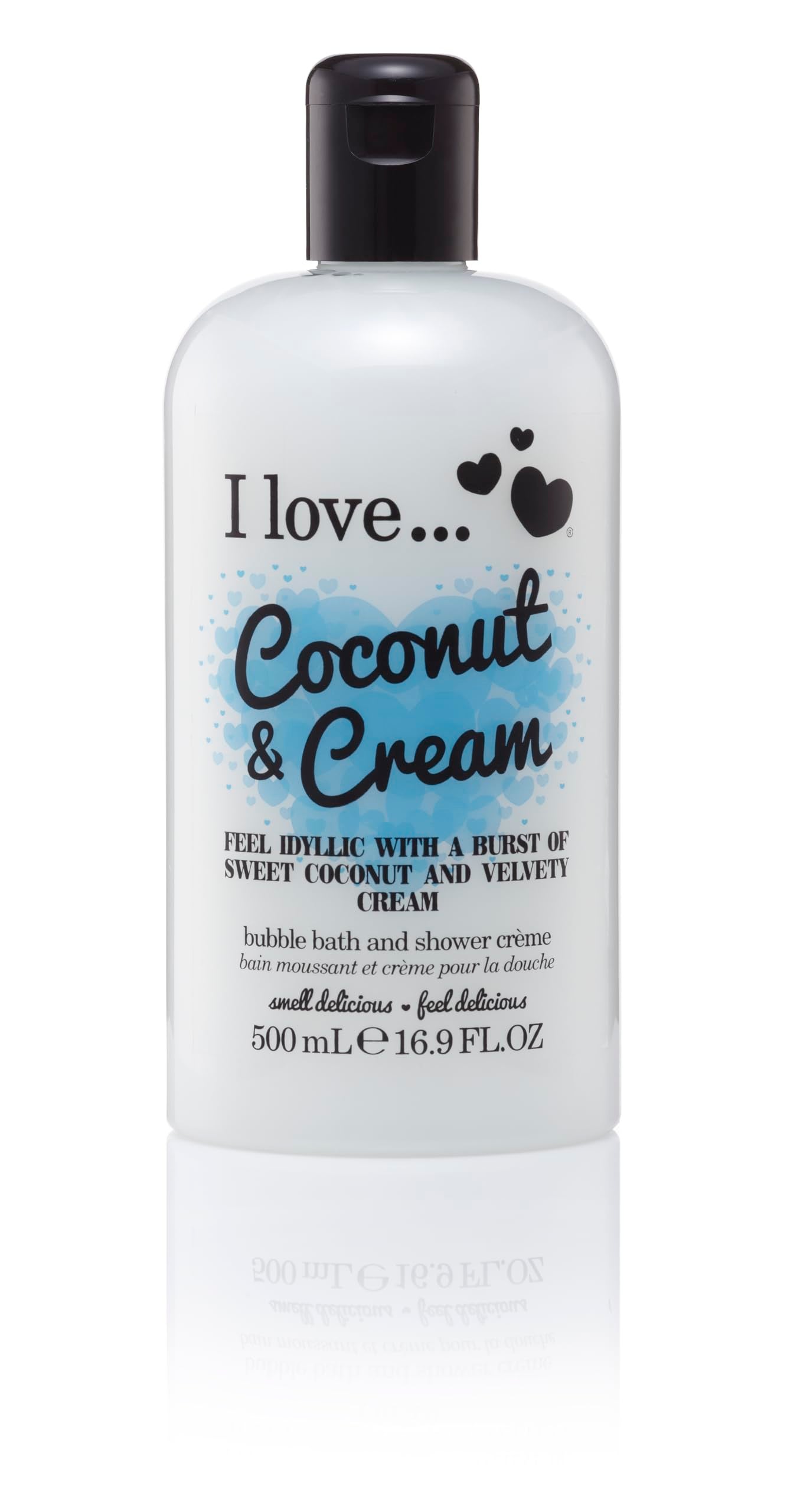 i love love I Love Coconut and Cream Bath and Shower Cream - Hydrating Body Wash and Bubble Bath - With Natural Fruit Extracts and Provitamin B5-16.9 oz