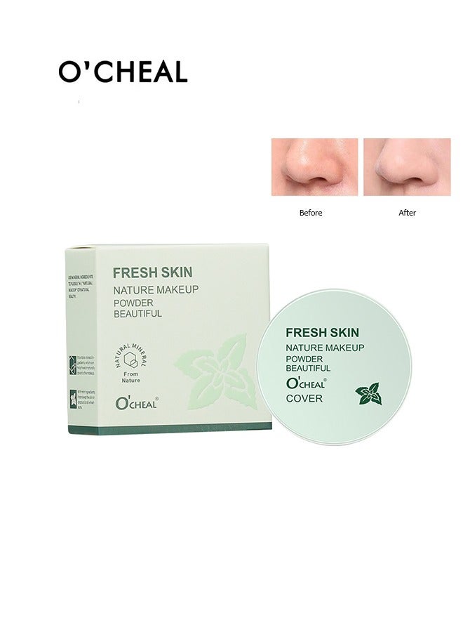 Fresh Skin Nature Makeup Powder,Green Tea Mineral Setting PowderLong-lasting Oil Control Pressed Powder, Waterproof Matte Finish Flawless Setting Powder Madeup,Minimizes Pores & Fine Lines