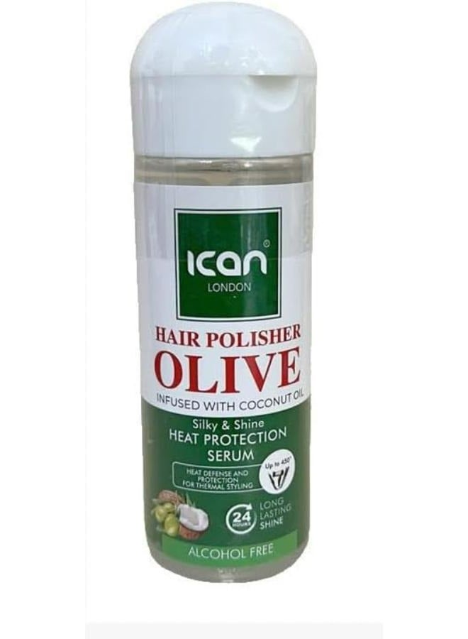 Hair Polisher Olive Oil Infused With Coconut Oil Heat Protection Serum Alcohol Free 207ml
