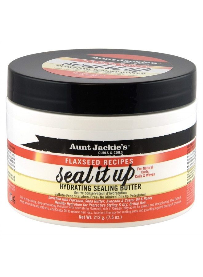 Flaxseed Recipes Seal It Up, Hydrating Sealing Butter, Helps Prevent and Repair Damaged Hair, Jar, 7.5 Oz