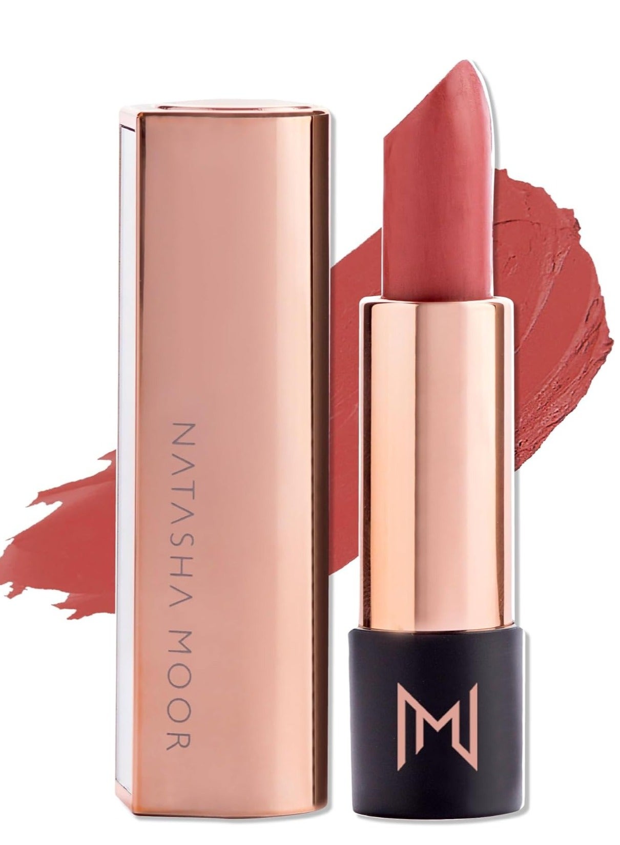 NATASHA MOOR Silk Suede Lipstick: Long-Lasting, Hydrating Semi-Matte Finish - Creamy, Cruelty-Free Formula - Silky Smooth and Highly Pigmented - Mirror for On-the-Go Glamour - RESPECT