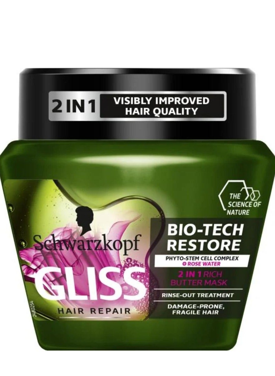 Gliss Bio-Tech Restore Rich Butter Mask Gentle and Shatterproof Hair Mask 300 ml