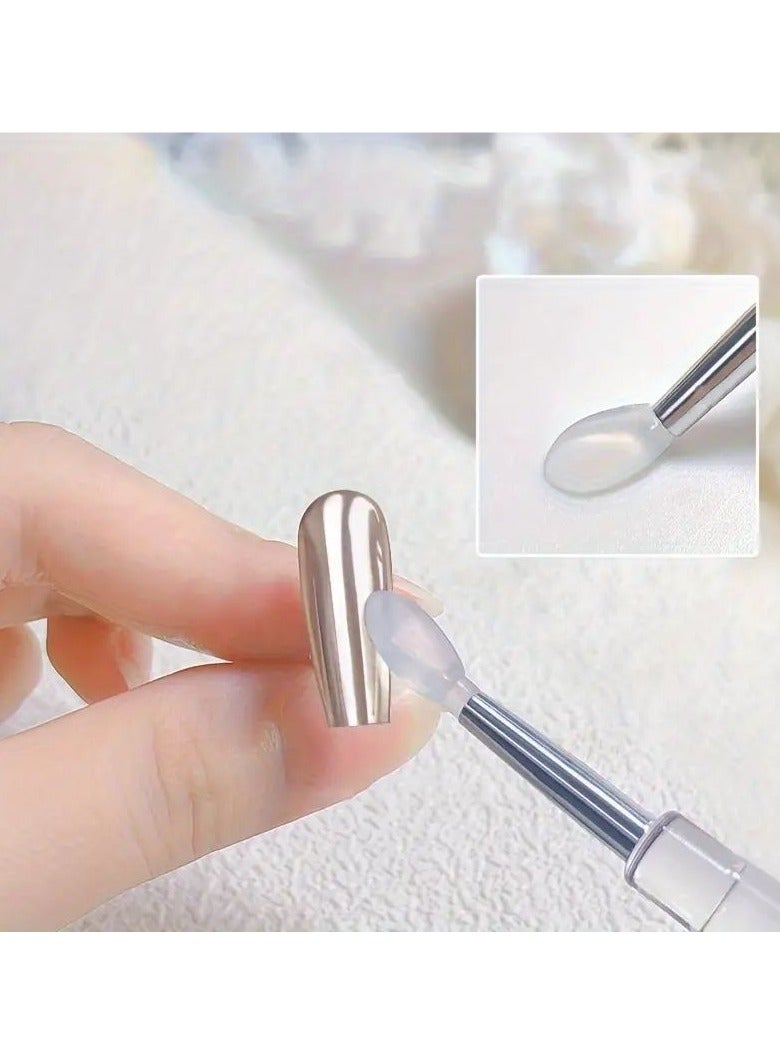 1 pc Nail Glitter Powder Silicone Pen, Reusable Nail Applicator Brush With Cover, Manicure DIY Tools For Easy & Precise Application