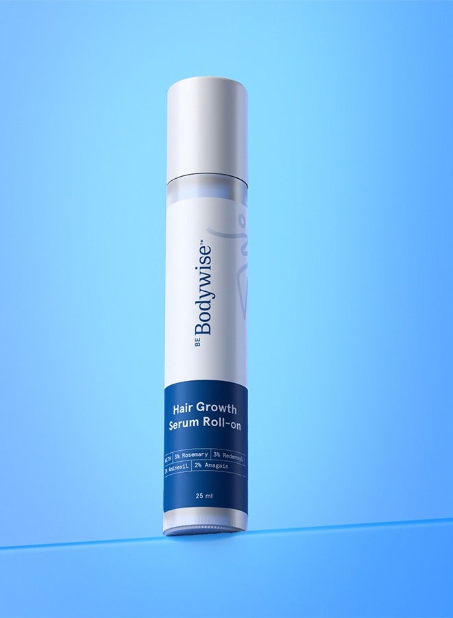 Be Bodywise Rosemary Hair Growth Serum (Roll On) | 3% Redensyl, 2% Aminexil & 2% Anagain | Hair fall control serum for Women & Men | Promotes Hair Growth & Stimulates Hair Follicles | For All Hair Types | 25ml