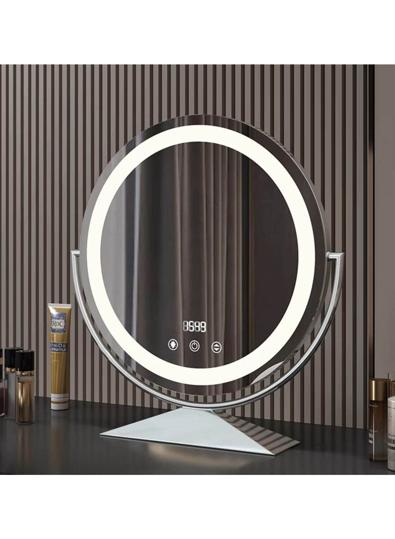 Vanity Mirror Hollywood Round 360°Rotation Touch Modes Dimmable 3 Colors Light Adjustable Brightness