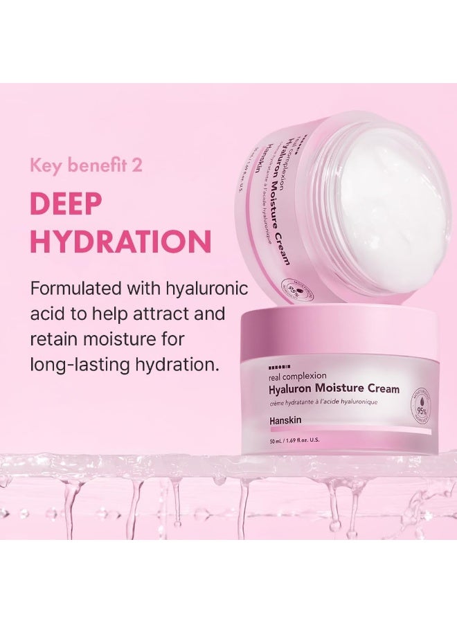 Hyaluron Moisture Cream 50ml — Hyaluronic Acid Gel Moisturizer with Niacinamide, Ceramide NP & Hibiscus Extract — 24H Hydration for Glass Skin, 1.69 fl oz - image 5