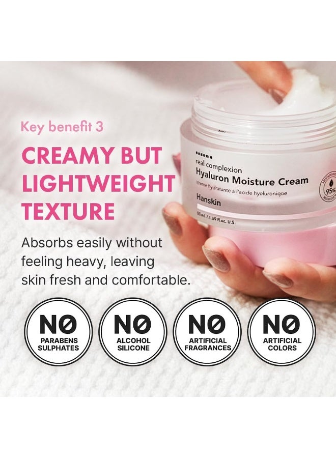 Hyaluron Moisture Cream 50ml — Hyaluronic Acid Gel Moisturizer with Niacinamide, Ceramide NP & Hibiscus Extract — 24H Hydration for Glass Skin, 1.69 fl oz - image 6
