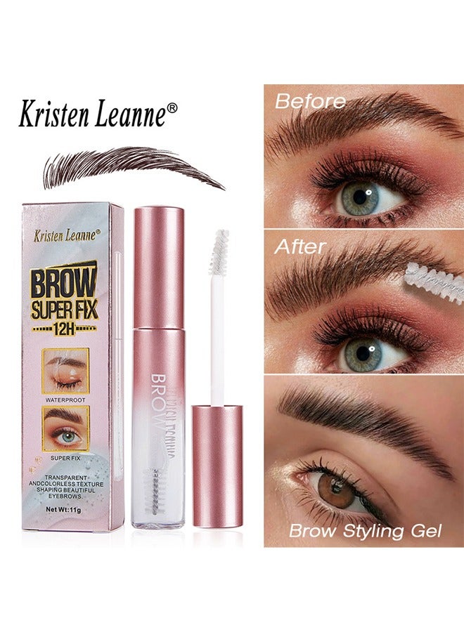 Brow Super Fix 12H-Waterproof Eyebrow Gel Brow Setting Gel Clear Long Lasting Eyelash Fix Gel For 3D Natural Brows Eyebrow Pencil