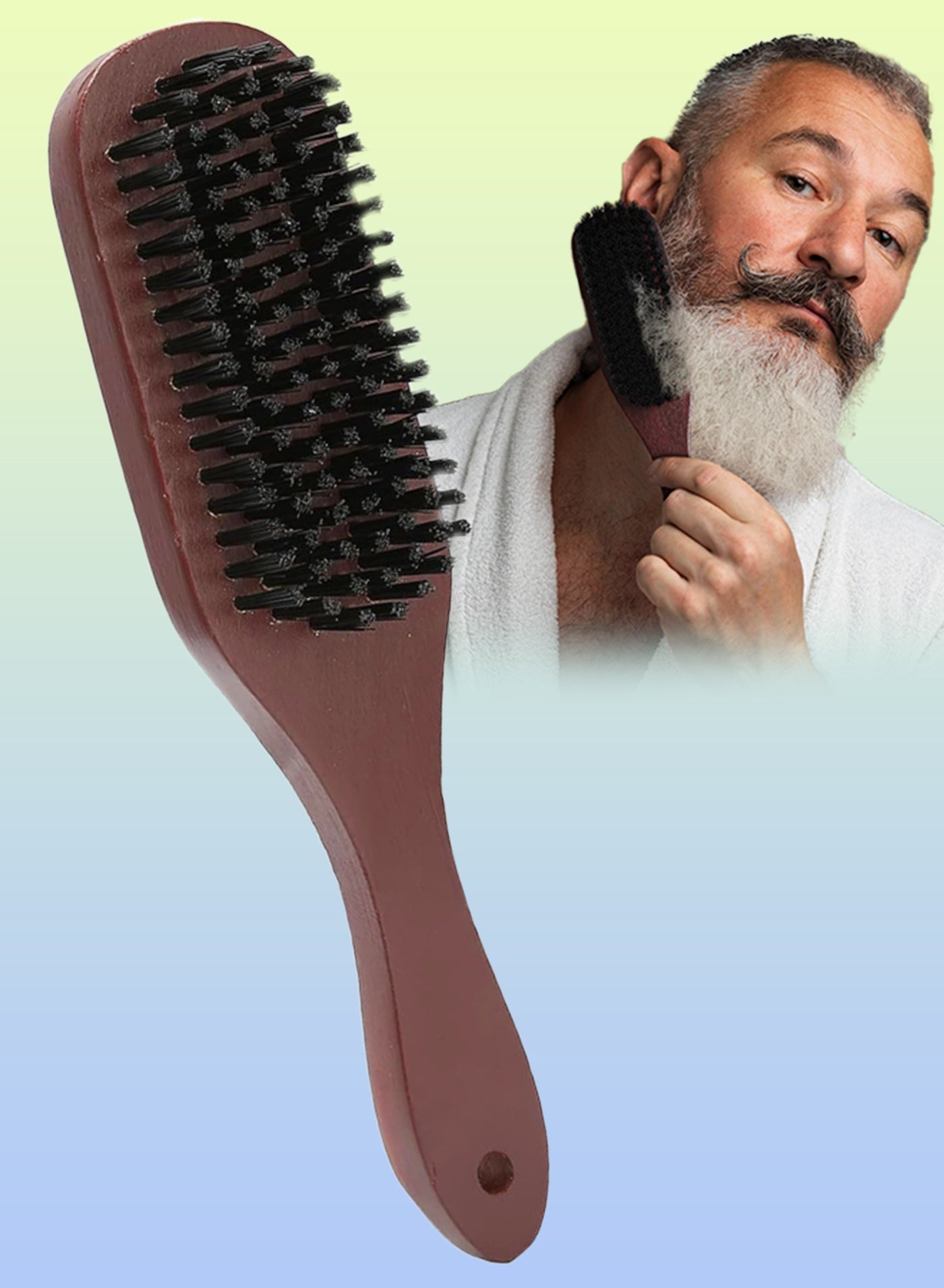 Wooden Handle Beard Brush Wooden Handle Nylon Multi Function Brush with Retro Design for Beard Wooden Sleek Hairbrush Bristle Beard Comb Brush
