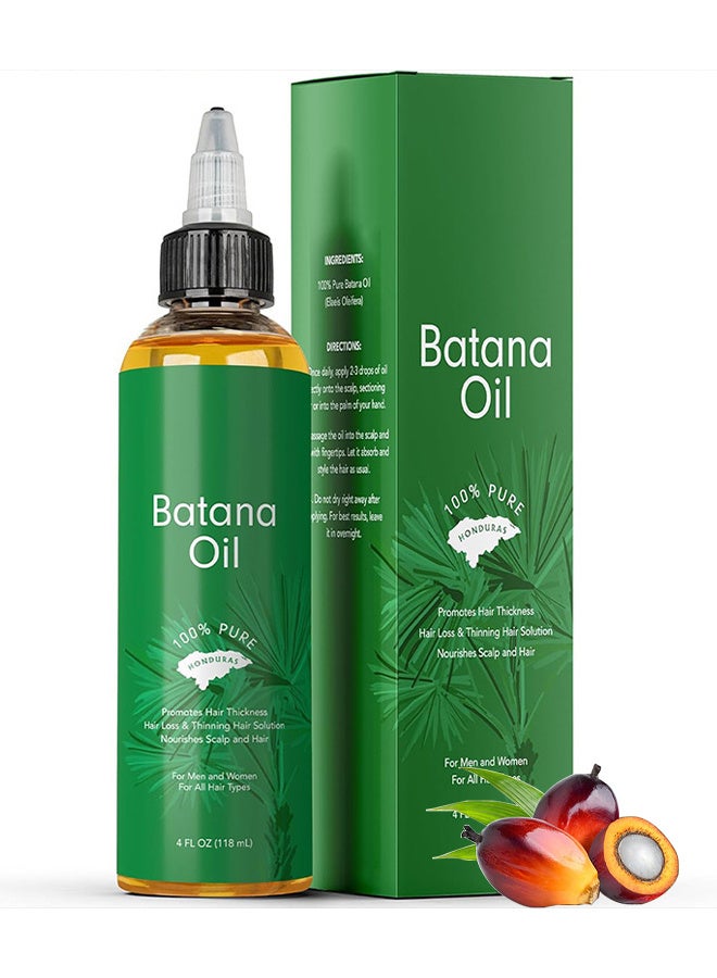 Batana Oil: Organic Raw Honduras Oil for Hair Growth - 100% Pure & Natural for Thicker, Stronger Hair - 4 FL OZ