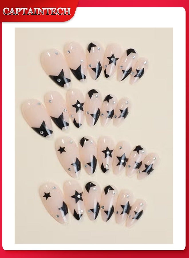 French Tip Press On Nails - Package Soft Gel French False Nails Short, Salon-quality Press On Nails, Seamless Glue-on Nails for Woman Nail Art Manicure