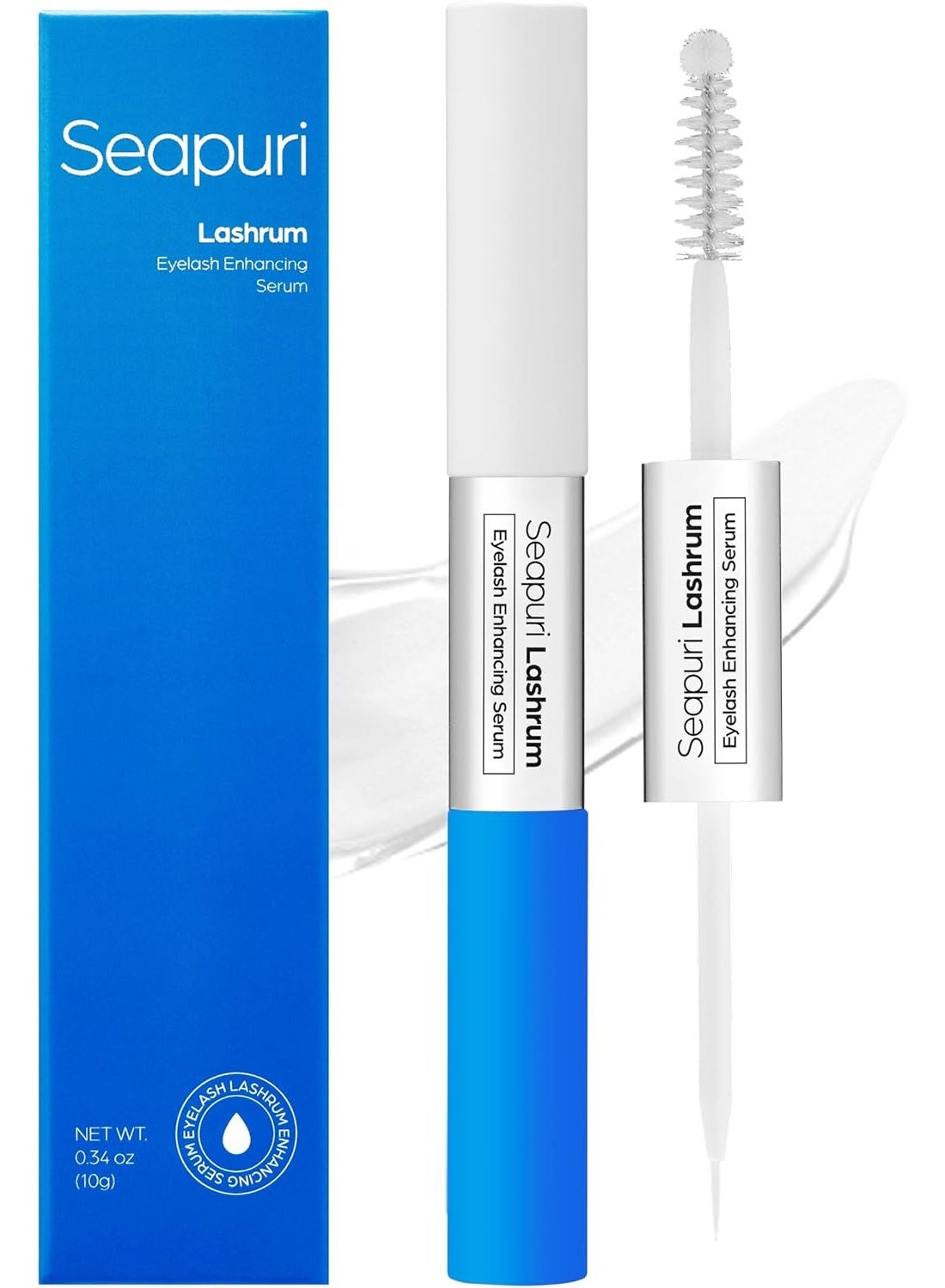 Lashrum Eyelash Enhancing Serum | Lash Growth Serum with Caffeine, Peptide & Biotin | for Longer, Fuller Lashes | Dual Brush for Precise & Full Application | Non-Irritating, Daily Use