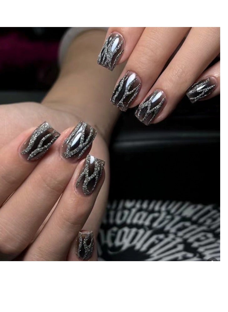 24 Piece Press On Nail,Fashionable And Elegant,Manicure Wearable Fake Nail Stickers Removable Finished Nail Accessories,Fake Acrylic Nails With Kit.