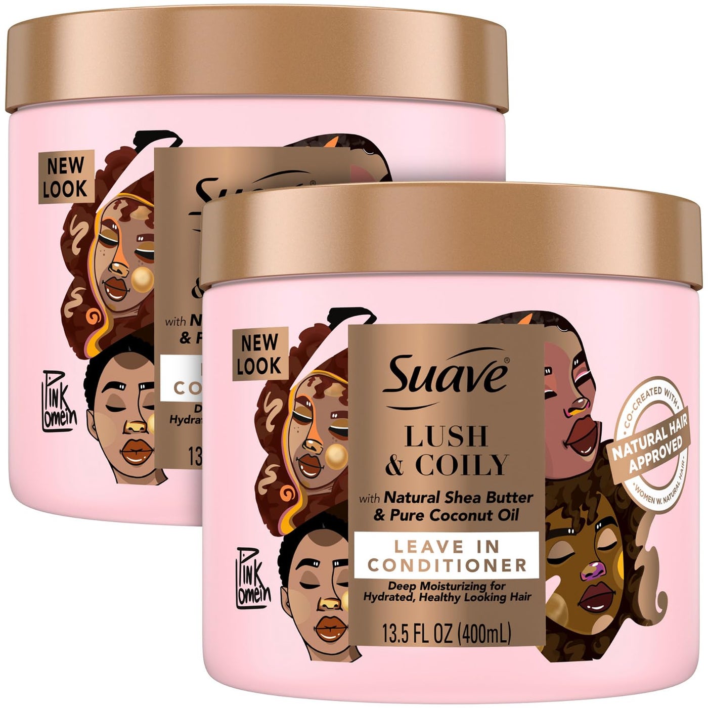 Suave Leave-In Conditioner, Lush & Coily, 2-Pack â€“â€¯Coconut Oil, Shea Butter & Amino Complex Natural Hair Care Products, Anti-Frizz, 13.5 Oz Ea