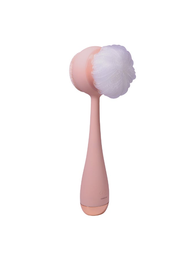 Clean Body - Smart Cleansing Device with Silicone Brush & Three Interchangeable Attachments Waterproof SonicGlow Vibration Cleanse, Exfoliate, Massage Body, Blush
