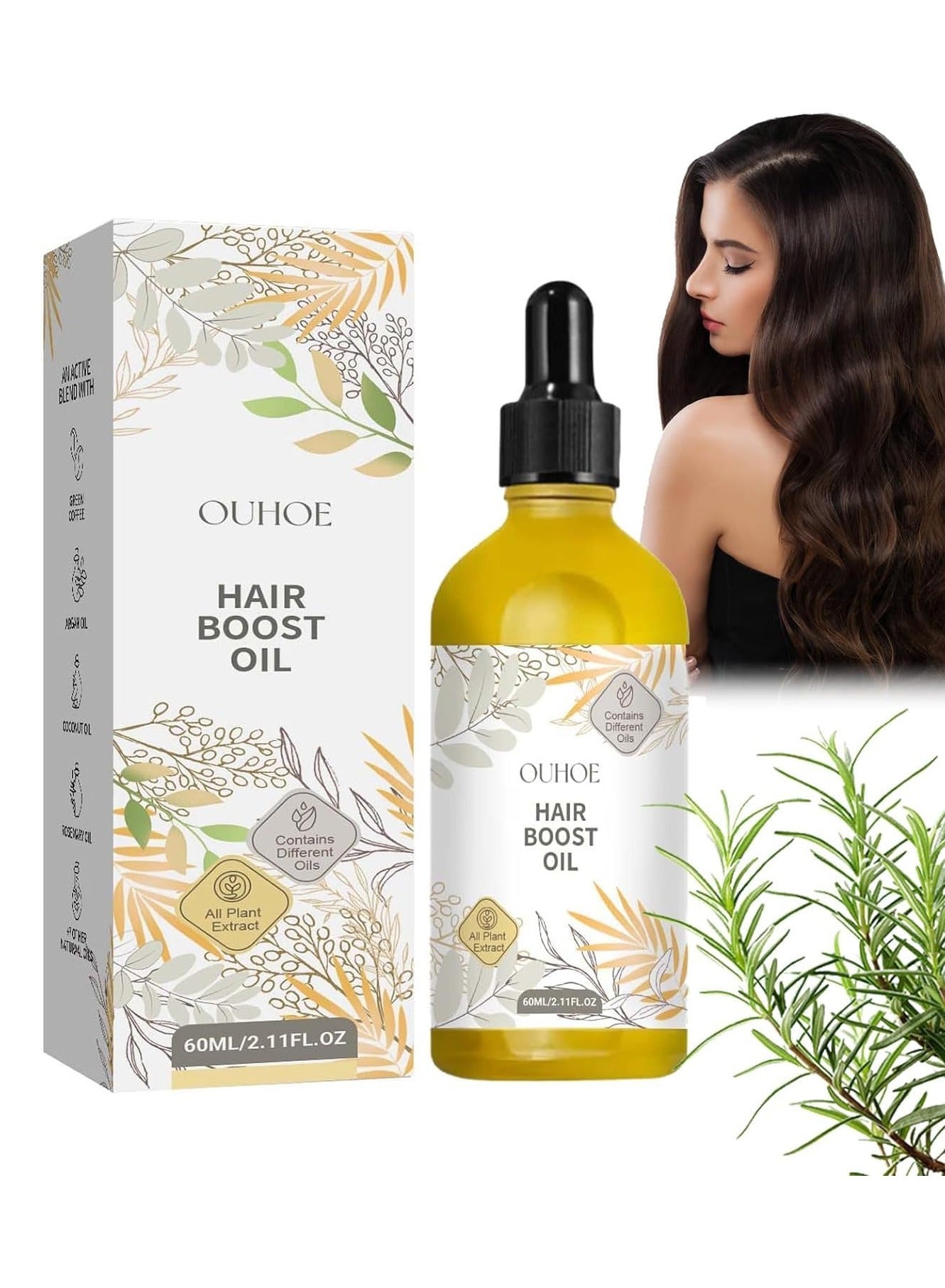 Natural Hair Growth Oil - Veganic Natural Hair Growth Oil, Carvenchi Organic Rosemary Oil for Hair Growth, Vegan Hair Oil for Dry and Damaged Hair, Promotes Growth and Thickness (1PCS)