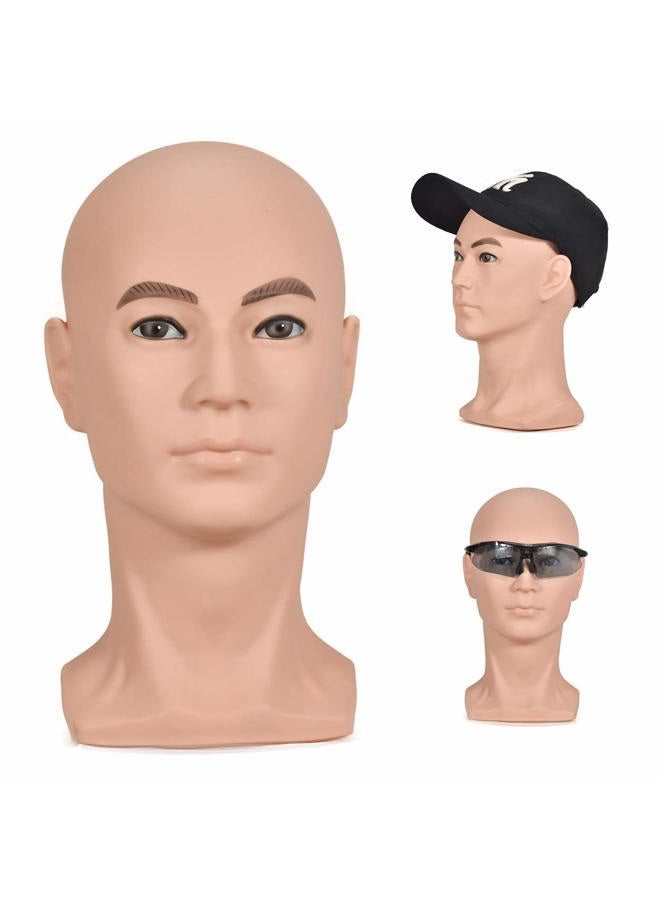Male Mannequin Professional Training Head Manikin Bald Hat Display Wig Model with Free Table Clamp
