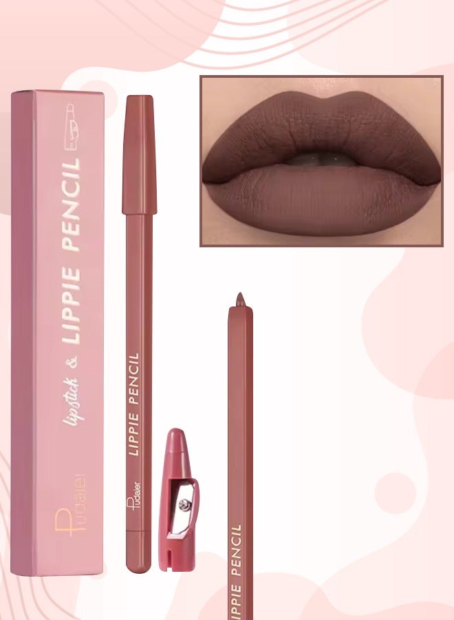 Lippie Pencil Lipstick with Sharpener Soft Lipliner Pencil Easy to Use Lip Makeup Lip Liner Pencil Matte Waterproof Long Lasting Lipstick Lip Contour Makeup Lip Set Full Color 12