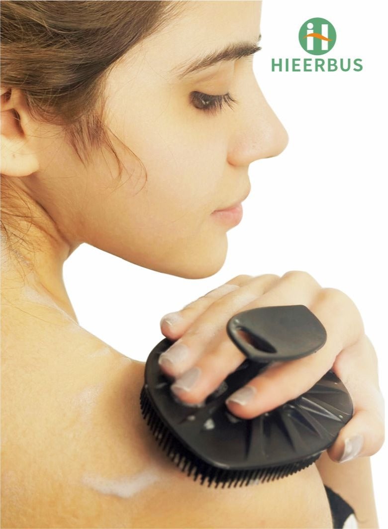 Silicone Body Scrubber Shower Body Brush 1 Pack (Black)