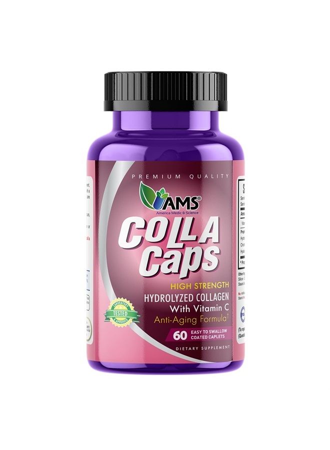 Colla Caps (60 Caplets) | Collagen and Hyaluronic Acid Supplement with Vitamin C | For Men and Women | Repairs and Restores Skin Elasticity | Promotes Healthy Hair Growth