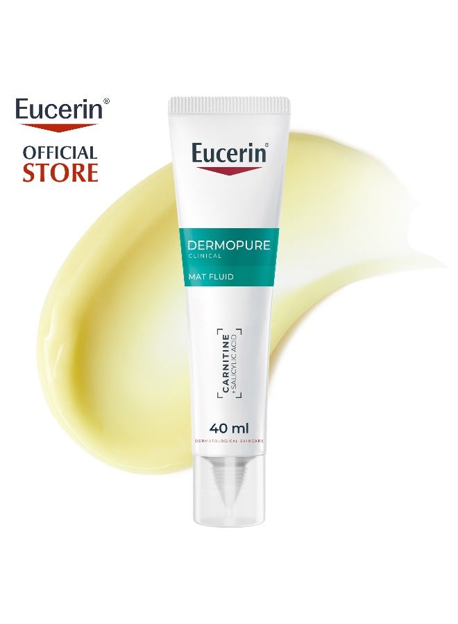 Dermopure Clinical Mat Fluid Cream With Salicylic Acid For Blemish & Acne-Prone Skin, Controls Oil Excess, Corrects Blemishe And Pores, And Hydrates, With Mattiffying Effect, Suitable For Sensitive Skin, 40Ml