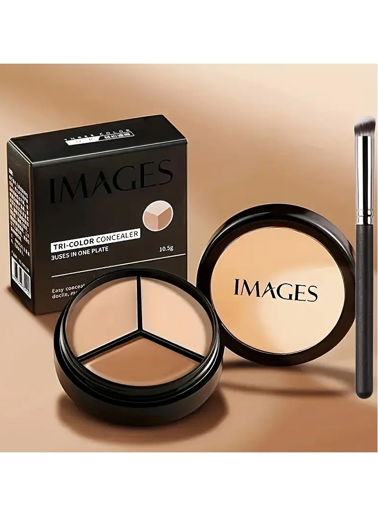 Concealer & Contour Cream - Covers Blemishes, Scars, Dark Circles & Tears Grooves, Plant-Based Squalane Formula, Lightweight Matte Finish, 3 Shades for All Light Beige Types, Contouring Essentials | Clear Lid Packaging | Versatile Makeup Stick with Plant Squalane