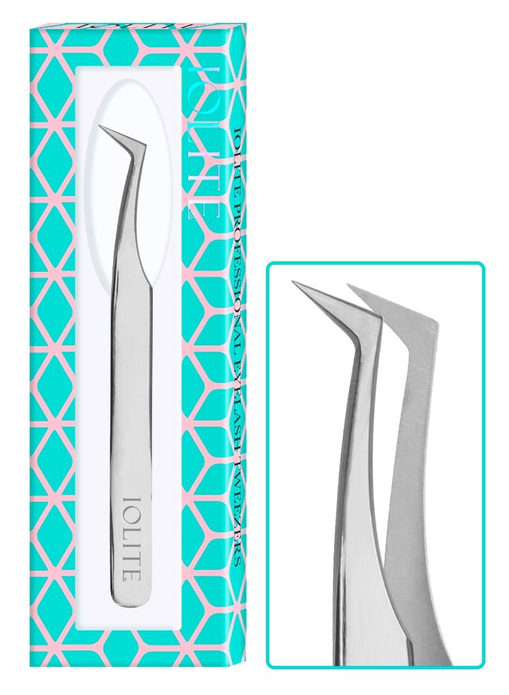 Eyelash Extension Tweezers for Volume Lashes Professional Precision Stainless Steel Mega Curved Angled Tips Tweezer Tools for Individual Eye Lash Extensions 3D 6d Fan with paper case