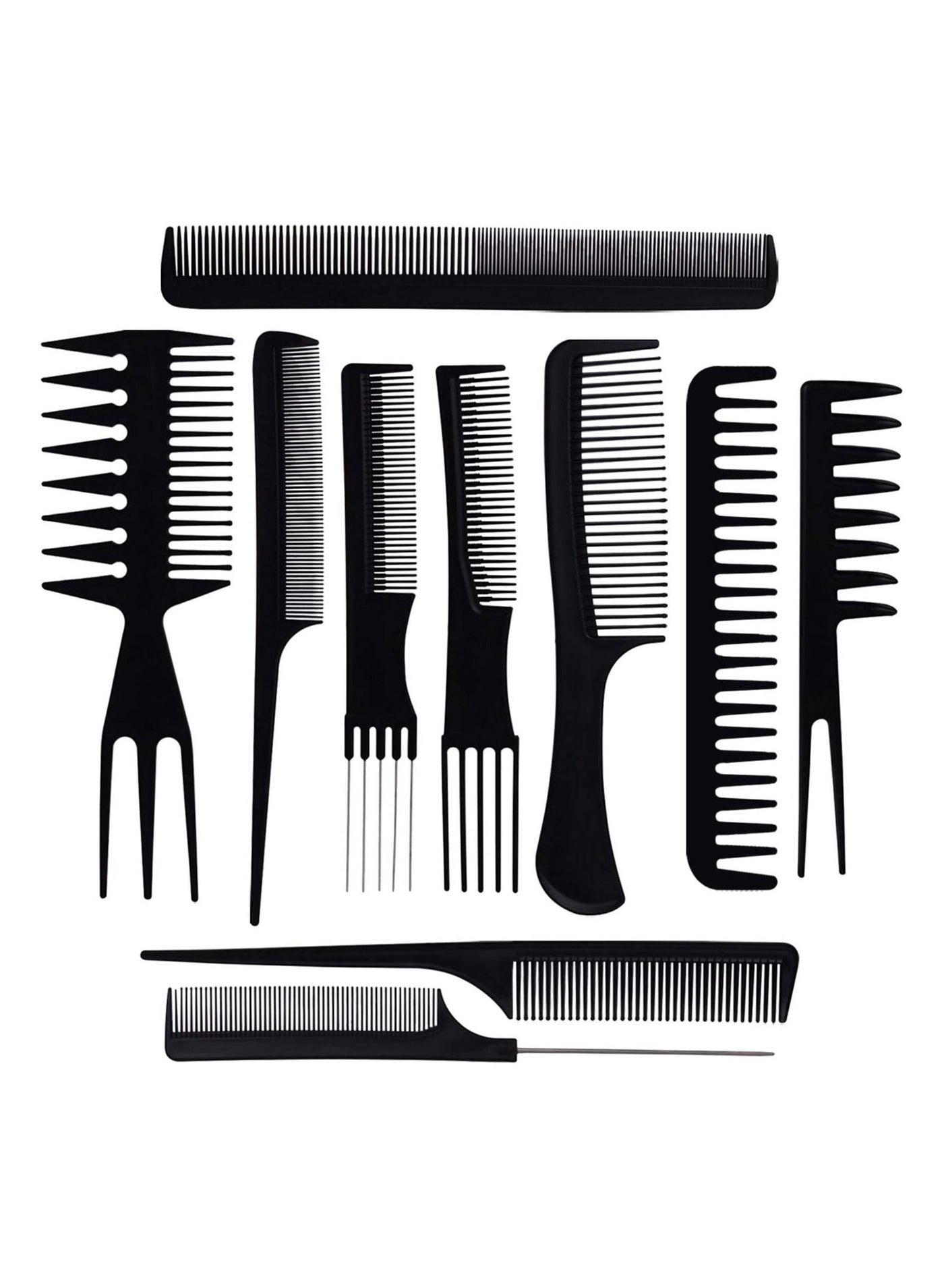 10 PCS Salon Hair Styling Comb Set Profession Hairdressing Plastic Barbers Brush